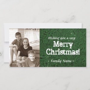 Festiva Tarjeta de Navidades de fotografía de cuero con he