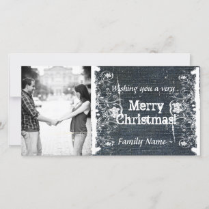 Festiva Tarjeta de Navidades de fotografía de Denim y Shab