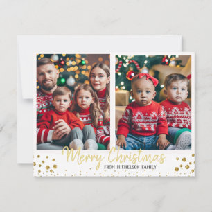 Festiva Tarjeta de Navidades de fotografía de familia Gold