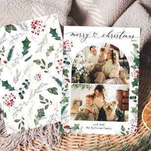 Festiva Tarjeta de Navidades de fotografía de familia Wate