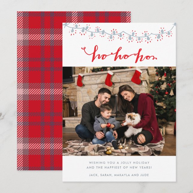 Festiva Tarjeta de Navidades de fotografía de la familia S (Anverso / Reverso)