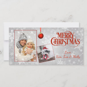 Festiva Tarjeta de Navidades de fotografía de plata