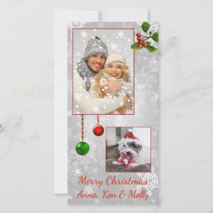 Festiva Tarjeta de Navidades de fotografía de plata