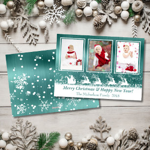 Festiva Tarjeta de Navidades de fotografía de Sleigh Snow