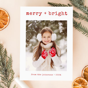 Festiva Tarjeta de Navidades de fotografía familiar Minima