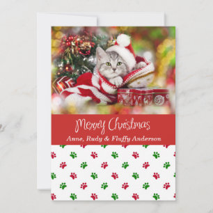 Festiva Tarjeta de Navidades de fotografía mascota con pin
