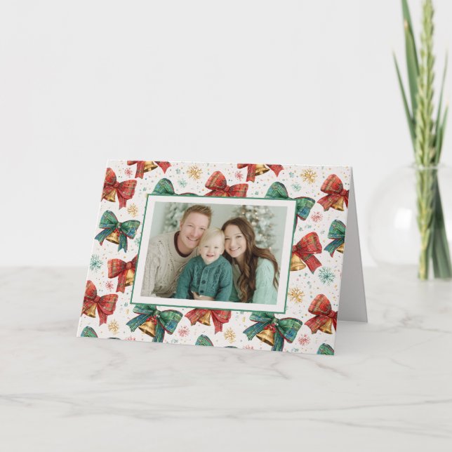 Festiva Tarjeta de Navidades de fotografía retro de arcos  (Anverso)