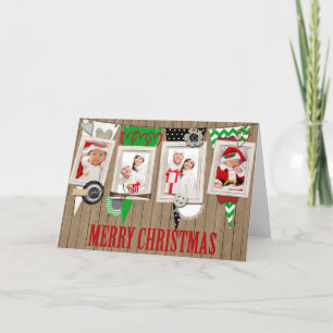 Festiva Tarjeta de Navidades de fotografía rústicos por pa