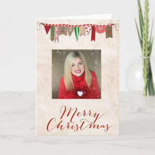Festiva Tarjeta de Navidades de fotografía Shabby Chic