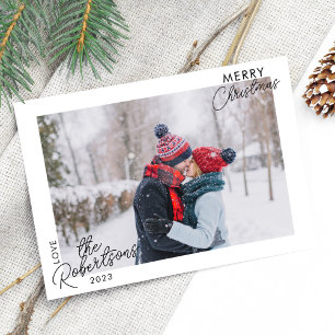 Festiva Tarjeta de Navidades de fotografía simple y modern