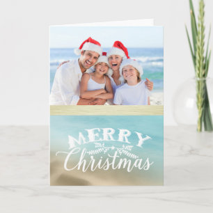 Festiva Tarjeta de Navidades de fotografía tropical de pla