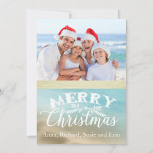 Festiva Tarjeta de Navidades de fotografía tropical de pla