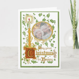 Festiva Tarjeta de Navidades de fotografía vintage pero mo