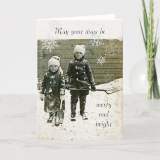 Festiva Tarjeta de Navidades de fotos antiguas - Niños en 