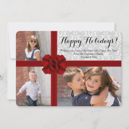 Festiva Tarjeta de Navidades de fotos Big Red Bow 3