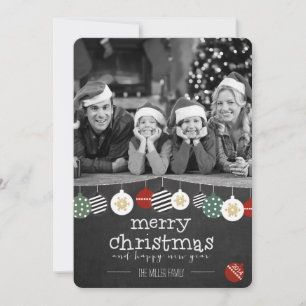 Festiva Tarjeta de Navidades de fotos con ornamentos de ti