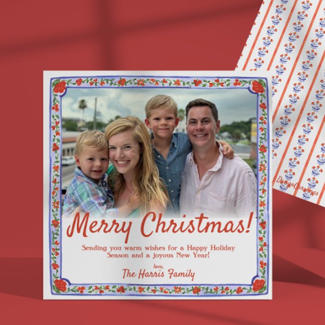 Festiva Tarjeta de Navidades de fotos de bloques florales  (Subido por el creador)