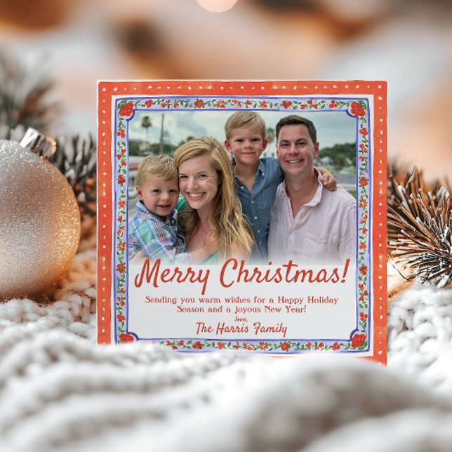 Festiva Tarjeta de Navidades de fotos de bloques florales  (Subido por el creador)