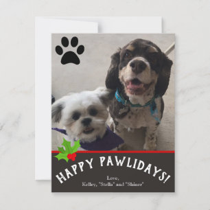 Festiva Tarjeta de Navidades de fotos de feliz Mascota Paw