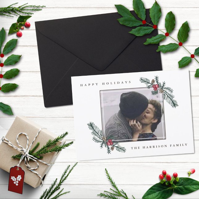 Festiva Tarjeta de Navidades de fotos de Holly Branches (Subido por el creador)