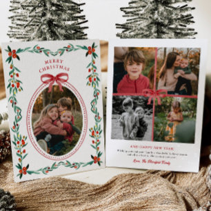 Festiva Tarjeta de Navidades de fotos de la vegetación de 