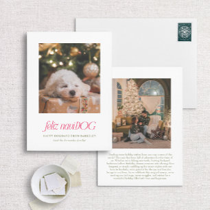Festiva Tarjeta de Navidades de fotos de Mascota Feliz Nav