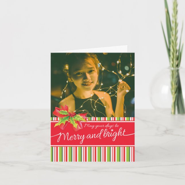 Festiva Tarjeta de Navidades de fotos en tonos grises y br (Anverso)