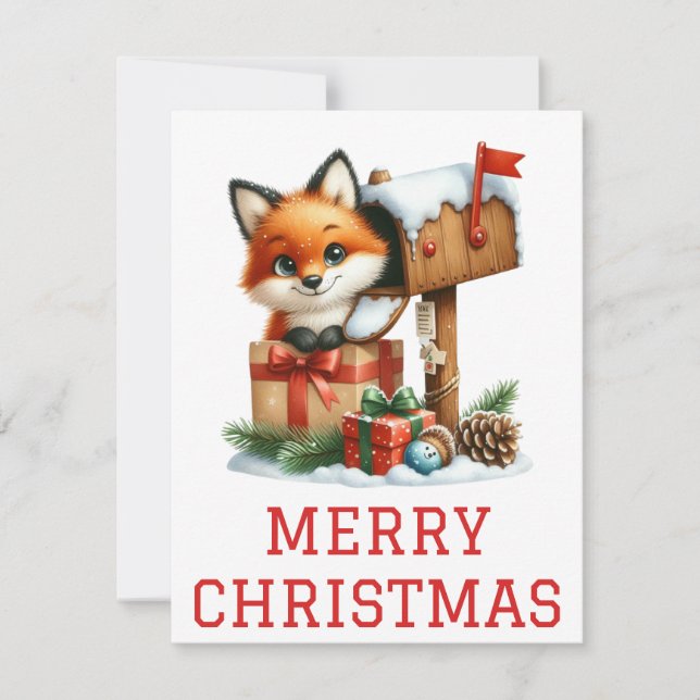 Festiva Tarjeta de Navidades de Fox para bebés (Anverso)