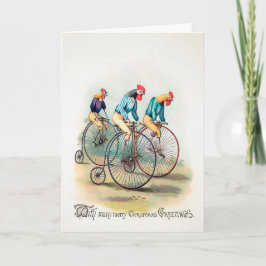 Festiva Tarjeta de Navidades de gallos de ciclismo victori
