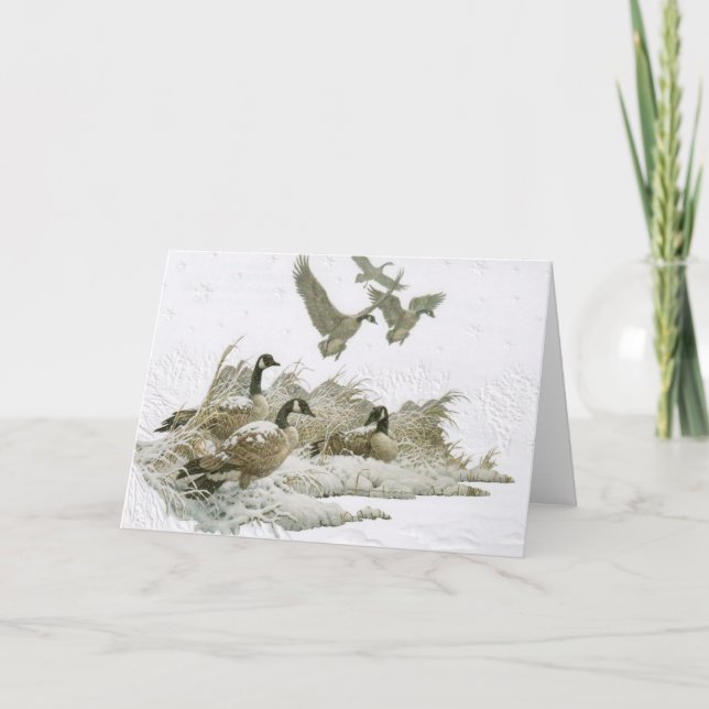 Festiva Tarjeta De Navidades De Ganado Salvaje En Nieve (E (Anverso)