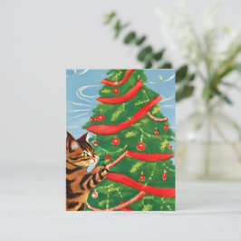 Festiva Tarjeta de Navidades de Gatito Gatito Vintage