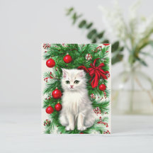 Tarjeta de Navidades de Gatito Gatito Vintage