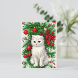Festiva Tarjeta de Navidades de Gatito Gatito Vintage