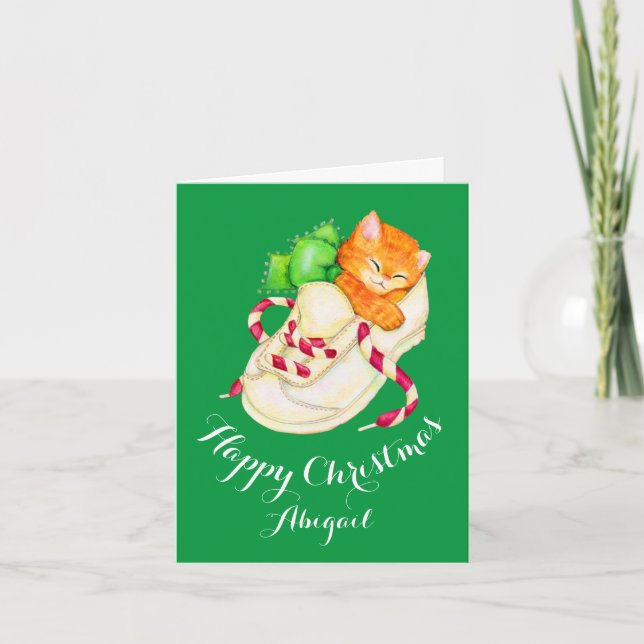 Festiva Tarjeta de Navidades de gatitos durmientes (Anverso)