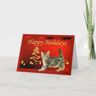 Festiva Tarjeta de Navidades de gato