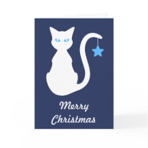 Tarjeta de Navidades de gato blanco