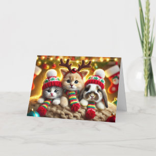 Festiva Tarjeta de Navidades de gato, tarjeta de Navidades
