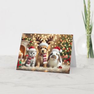 Festiva Tarjeta de Navidades de gato, tarjeta de Navidades