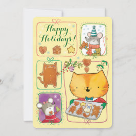 Festiva Tarjeta de Navidades de gato y ratones