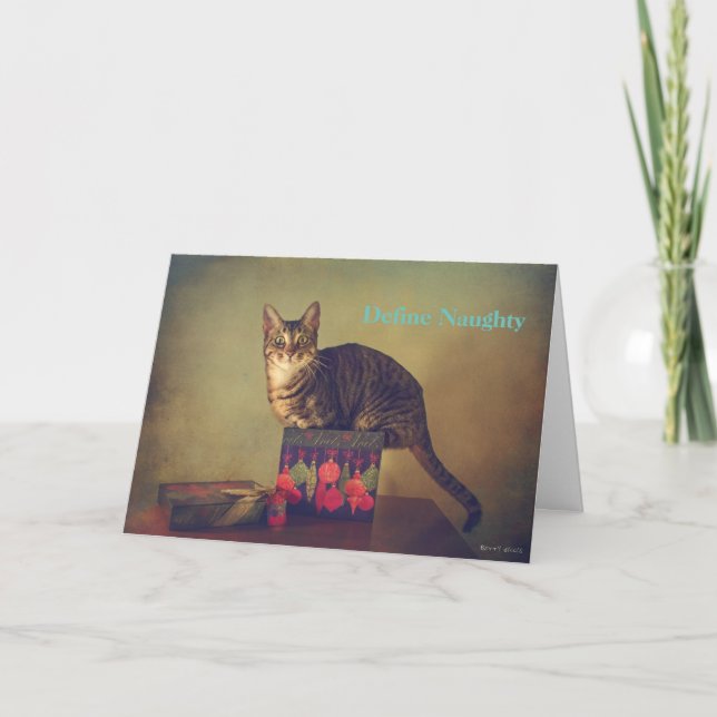 Festiva Tarjeta de Navidades de gatos traviesos (Anverso)