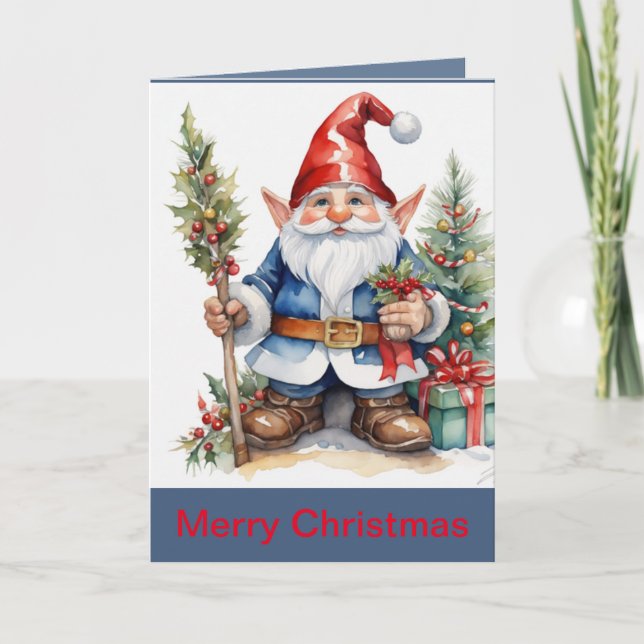 Festiva Tarjeta de Navidades de Gnome caprichosos de perso (Anverso)