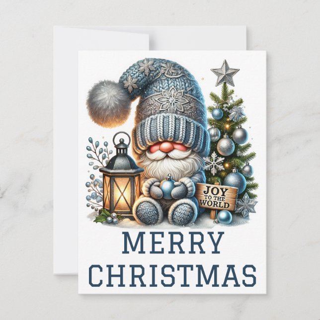 Festiva Tarjeta de Navidades de Gnome Cute (Anverso)