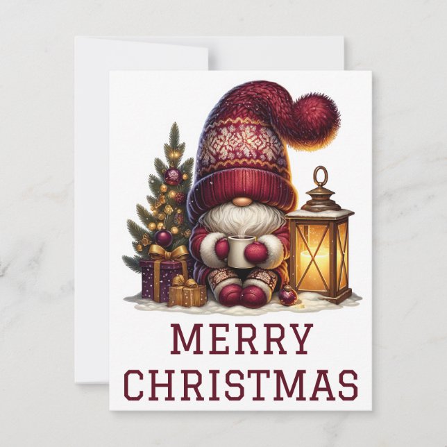 Festiva Tarjeta de Navidades de Gnome Cute (Anverso)
