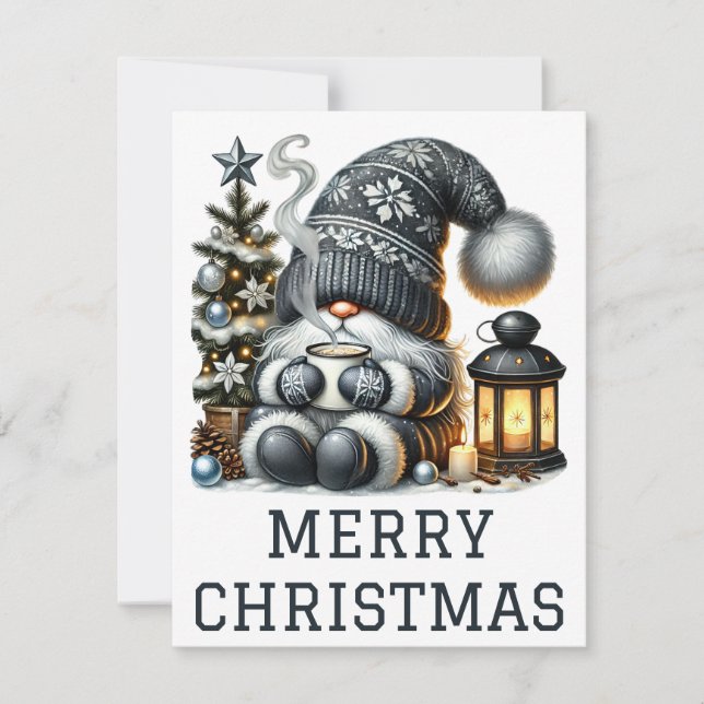 Festiva Tarjeta de Navidades de Gnome Cute (Anverso)