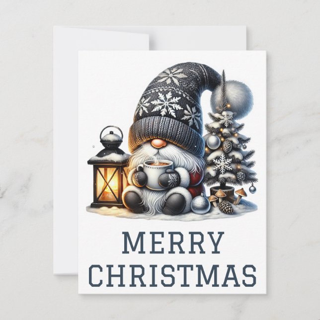 Festiva Tarjeta de Navidades de Gnome Cute (Anverso)