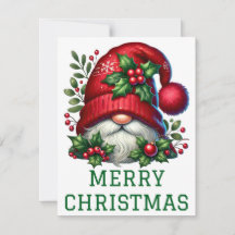 Tarjeta de Navidades de Gnome Cute