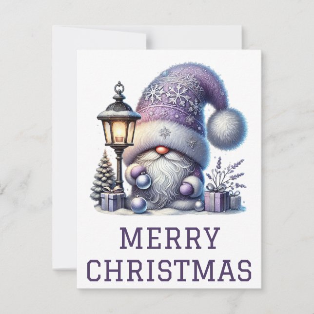 Festiva Tarjeta de Navidades de Gnome Cute (Anverso)