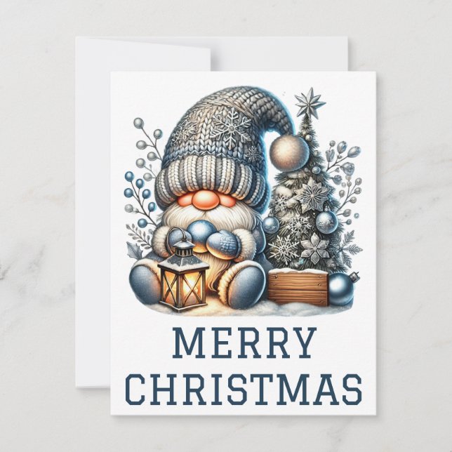 Festiva Tarjeta de Navidades de Gnome Cute (Anverso)