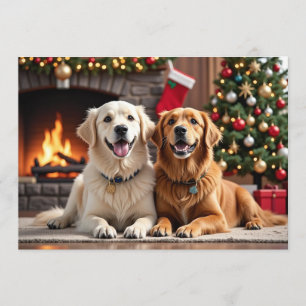 Festiva Tarjeta de Navidades de Golden Retriever