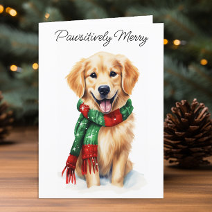 Festiva Tarjeta de Navidades de Golden Retriever